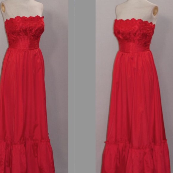 Red Floral Halter Gown - Picture 1 of 12